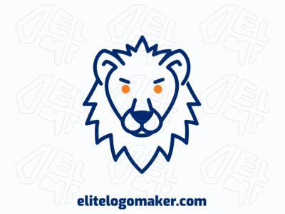Un logo prominente abstracto con la cabeza de un león azul, diseñado con líneas audaces y formas dinámicas para una apariencia poderosa y llamativa.
