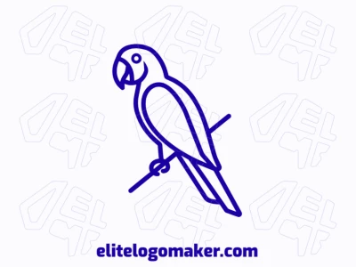 Un vibrante logo design maker con el majestuoso guacamayo azul en estilo animal, simbolizando creatividad y elegancia en la creación de logotipos.