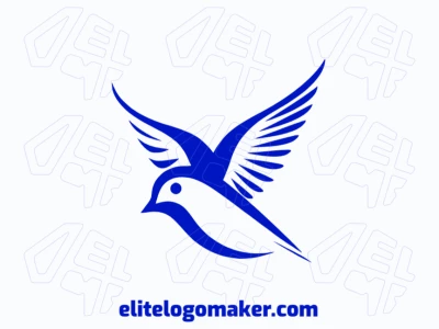 Logotipo minimalista con formas sólidas que forman un pájaro azul con un diseño refinado y color azul oscuro.