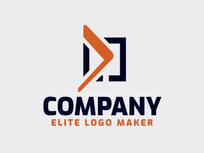 Logotipo de vector libre en forma de un bumerang combinado con corchetes con estilo minimalista y colores naranja y negro.