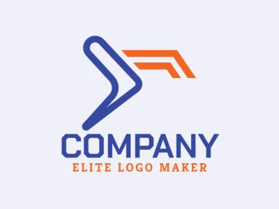 Crear su logotipo en línea con la forma de un bumerang combinado con un pájaro, con colores personalizables y estilo minimalista.