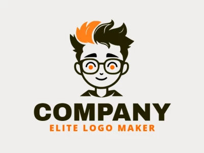 Logotipo en forma de un chico en colores naranja y negro, este logotipo es ideal para diferentes áreas de negocio.