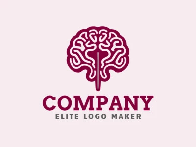 Logotipo ideal para diferentes negocios en forma de un cerebro, con diseño creativo y estilo hecho a mano.