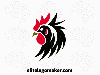 Un logotipo de mascota audaz que presenta un valiente gallo, encarnando fuerza y determinación con colores llamativos de rojo, negro y marrón oscuro.