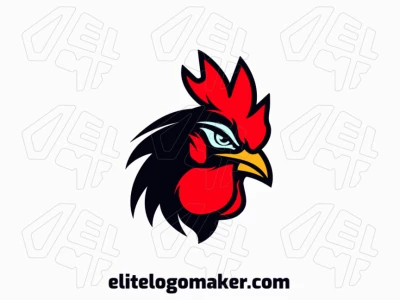 Un diseño de mascota enérgico que presenta un valiente gallo, encarnando resiliencia y determinación. Atrevidamente adornado con tonos de azul, rojo y negro.