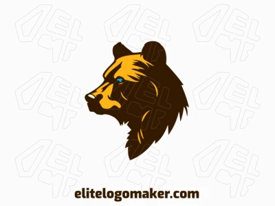 Un logotipo animal con una cabeza de oso pardo en tonos de marrón y amarillo, simbolizando fuerza y fiabilidad para una marca prominente.