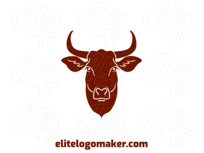 Un logo editable de animal con la cabeza de un toro marrón, diseñado con líneas audaces y formas detalladas para una identidad de marca fuerte y dinámica.