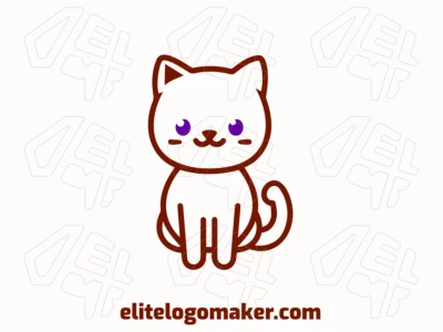 Un logotipo perfecto de mascota online con un gatito marrón, diseñado con detalles juguetones y un estilo amigable y accesible.