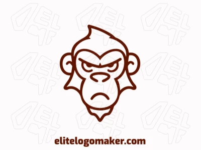 Un logo de empresa con la cabeza de un mono marrón en estilo monoline, diseñado con líneas simples y formas minimalistas para crear una identidad de marca moderna y profesional.