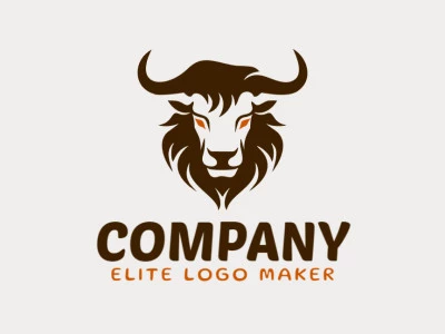 Cree un logotipo vectorial para su empresa en forma de un toro con un estilo abstracto, los colores utilizados son naranja y marrón oscuro.