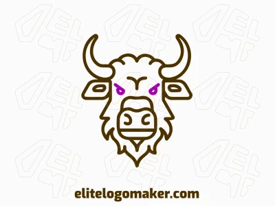 Un diseño de toro dinámico en monolinea, elegantemente representado en tonos marrones.