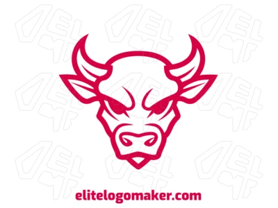 Un diseño abstracto que presenta una cabeza de toro de alto nivel en rojo, creando un logo barato pero impactante que combina colores audaces e imágenes poderosas.