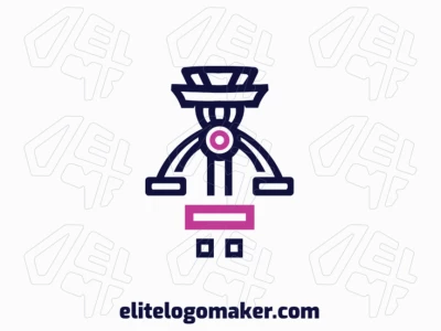 Logotipo disponible para venta en forma de una cámara combinado con un cuadricóptero, con estilo abstracto y colores azul y rosa.