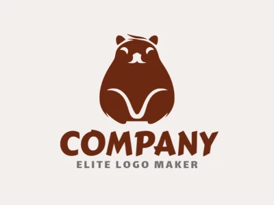 Crea un logotipo ideal para tu negocio en forma de un carpincho con un estilo simétrico y colores personalizables.