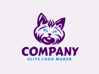 Crear su logotipo en línea con la forma de una cabeza de gato con colores personalizables y estilo hecho a mano.