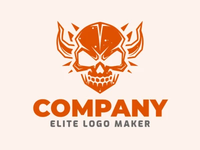 Crear su propio logotipo en forma de un cráneo con un estilo ilustrativo y el color naranja.