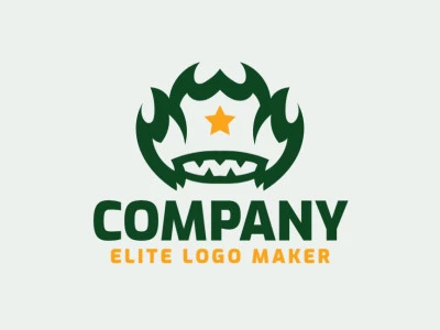 Cree un logotipo vectorial para su empresa en forma de una criatura, con un estilo abstracto, los colores utilizados son verde y naranja.