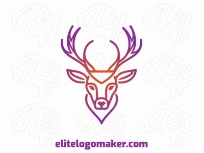 Diseño de logo en degradado con un ciervo de hermosos cuernos fluidos, combinando colores de manera armoniosa para un efecto visual impactante.