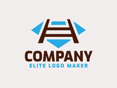 Logotipo personalizable compuesto de formas sólidas y estilo abstracto formando un diamante combinado con una escalera en colores azul y marrón.