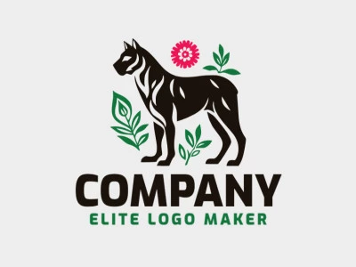 Logotipo profesional en forma de un perro combinado con una flor con diseño creativo y estilo abstracto.