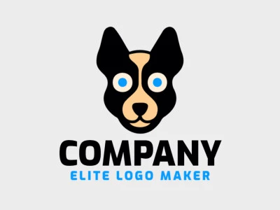 Un logotipo simétrico con una elegante cabeza de perro, perfecto para una marca dinámica y llamativa.