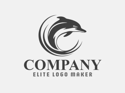 Crear su propio logotipo en forma de un delfín con un estilo minimalista y el color gris.