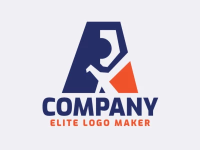 Logotipo personalizable compuesto de formas sólidas y estilo abstracto formando un pato en colores azul y naranja.