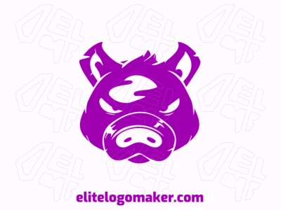Un diseño de logo abstracto con una cabeza de cerdo gordo en tonos suaves de rosa, brindando una solución personalizable y divertida para creadores de logotipos.