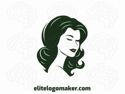 Una representación simple pero elegante de un rostro femenino, irradiando belleza y gracia, con tonos de verde y verde oscuro.