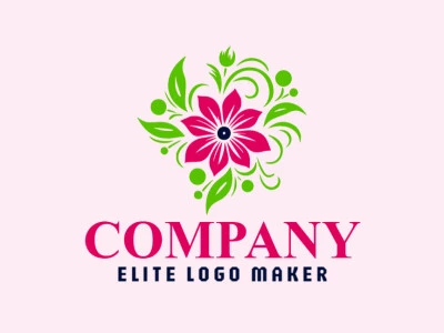 Logotipo ideal para diferentes negocios en forma de una flor combinado con hojas, con diseño creativo y estilo ornamentales.