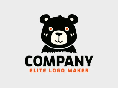 Un logo infantil con un oso divertido, con acentos vibrantes en naranja y negro.