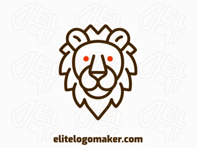 Diseñador de logotipos personalizable con una divertida cabeza de león en estilo monoline, ideal para creaciones de logotipos modernas y elegantes.