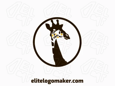 Un logotipo de mascota que presenta una jirafa alegre, diseñada en amarillo y marrón oscuro para transmitir simpatía y calidez.