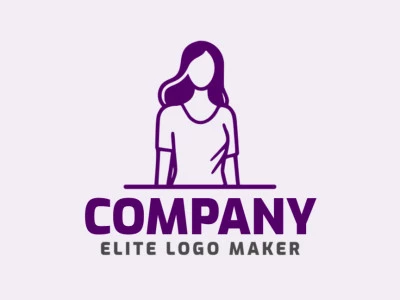 Cree un logotipo vectorial para su empresa en forma de una chica con un estilo monoline, el color utilizado es el violeta.