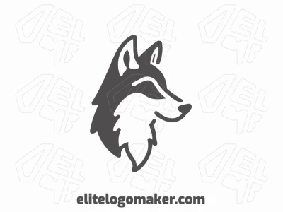 Un logotipo minimalista inspirador con un lobo gris, utilizando líneas limpias y detalles sutiles para transmitir fuerza y elegancia.