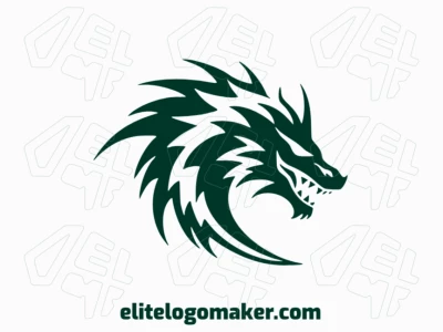 Logotipo mascota con un diseño refinado que forma un dragón verde con el color verde oscuro.