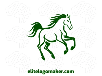 Un caballo verde con diseño editable en estilo abstracto, ofreciendo un aspecto sutil y elegante para tu logo.