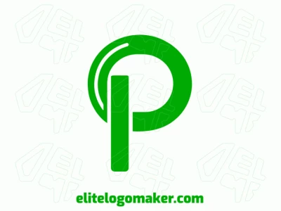 Logotipo económico y centrado en la empresa con la letra 'P' verde en estilo abstracto, con formas audaces y limpias.