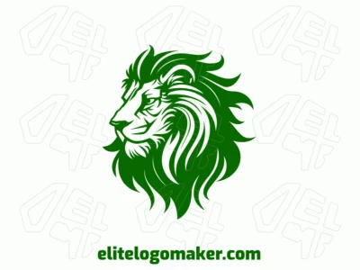 Un logo abstracto con la cabeza de un león verde, diseñado para ser apropiado y audaz, perfecto para un creador de logotipos rápido con una estética moderna.