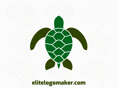 Diseño de logotipo en estilo animal con una tortuga verde, simbolizando apropiadamente la longevidad y la paciencia, perfecto para una marca inspirada en la naturaleza.