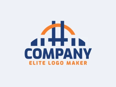 Logotipo listo para descargar en forma de un puente combinado con una hashtag con diseño minimalista y colores azul y naranja.