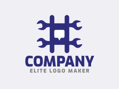 Logotipo personalizable en forma de una hashtag combinado con dos llave inglesa.