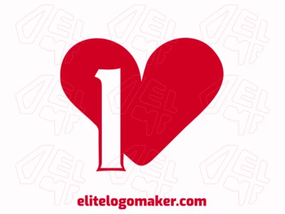 Un logotipo editable y profesional, minimalista, con un corazón combinado perfectamente con el número 1, diseñado con líneas limpias y simples.