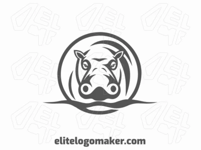 Un logotipo de mascota encantador, que muestra un simpático hipopótamo gris con personalidad y estilo.