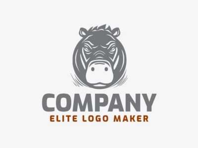 Logotipo profesional en forma de un cabeza de hipopótamo con diseño creativo y estilo animal.