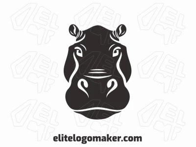 Un logotipo ilustrativo con la encantadora cabeza de un hipopótamo, ideal para una identidad de marca lúdica y memorable.