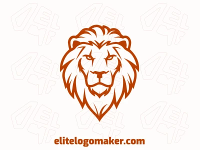 Un diseño de logotipo abstracto con un león imponente en naranja, simbolizando refinamiento y fuerza.