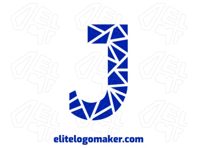 Una letra alfabética "J" compuesta por varios pedazos, diseñada en estilo mosaico, representando un concepto de logo gracioso y artístico.