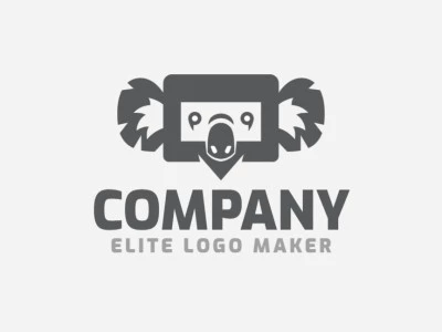 Cree un logotipo vectorial para su empresa en forma de un coala combinado con un cuadro de chat con un estilo abstracto, el color utilizado es el gris.