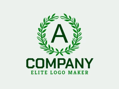 Logotipo con diseño creativo, formando un adorno de hoja con estilo carta inicial y colores personalizables.